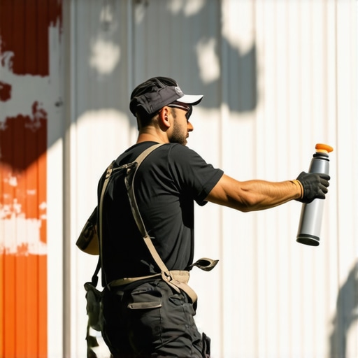 Efficient exterior painting with spray techniques Painter using spray gun on house exterior during daytime