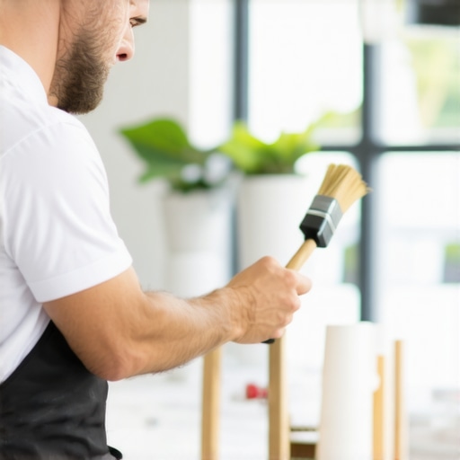 A professional painter applying eco-friendly paint with specialized brushes and sprayer
