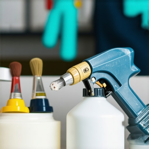 Maintaining Painting Tools for Longevity A professional painter cleaning spray gun and brushes after a job, ensuring tools are in top condition for next project.
