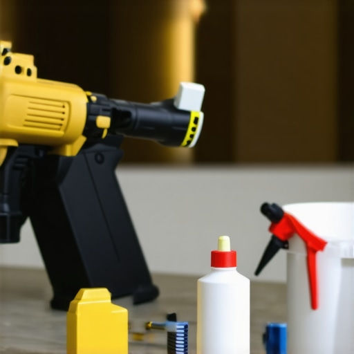 Maintaining Your Painting Tools for Longevity A person cleaning a paint sprayer after use, with brushes and cleaning supplies nearby.