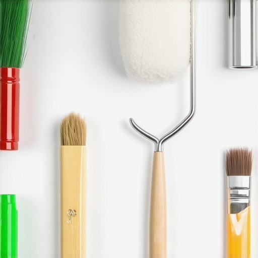 A set of professional paint maintenance tools arranged neatly for wall upkeep.