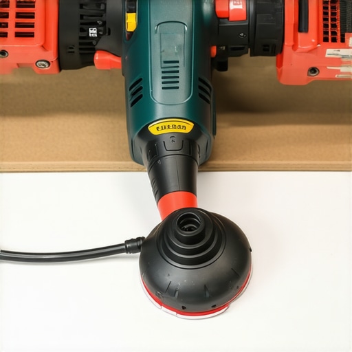 Professional painting tools for long-lasting results A modern airless paint sprayer and orbital sander displayed together on a workbench.