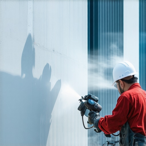 Technician spraying nano-bonding coating onto a house wall to demonstrate application process.