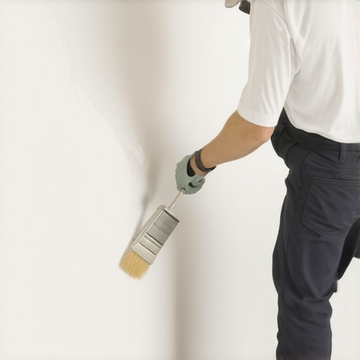 A professional painter carefully priming a wall to ensure primer adhesion for a durable finish.