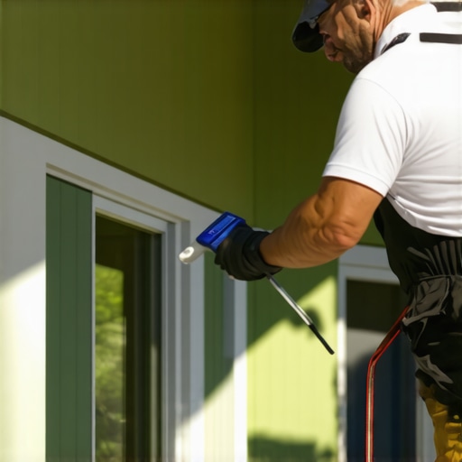 Painter inspecting house exterior with advanced equipment to ensure long-lasting paint job.