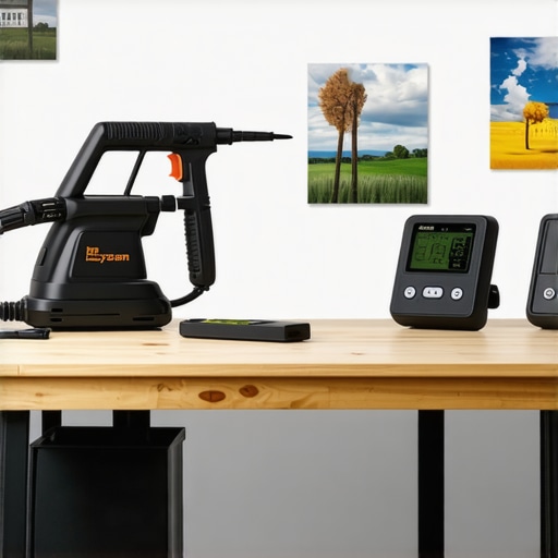 Modern Painting Tools for Longevity A painter's tools setup including spray gun, nano-steam surface prep device, and weather technology