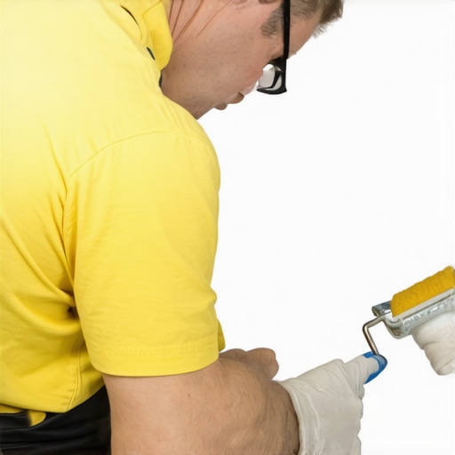 A painter carefully applying multiple thin layers of paint using brushes and rollers to achieve a smooth, durable finish.