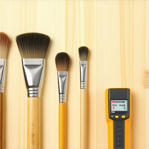 Essential Painting Maintenance Tools Professional tools for long-term house painting maintenance including brushes, moisture meter, and storage cans.