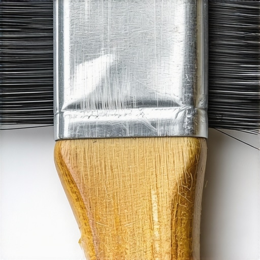 A clean, well-maintained synthetic paintbrush used in professional house painting.