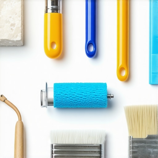 Close-up of professional painting brushes and rollers being cleaned to ensure longevity and quality.