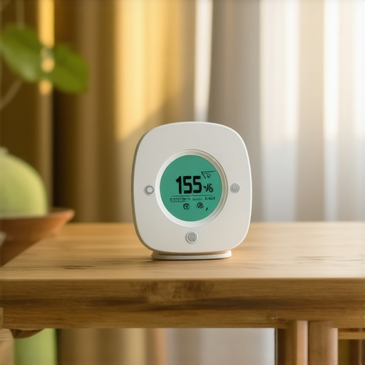Hygrometer in a living room indicating ideal humidity level for painting.