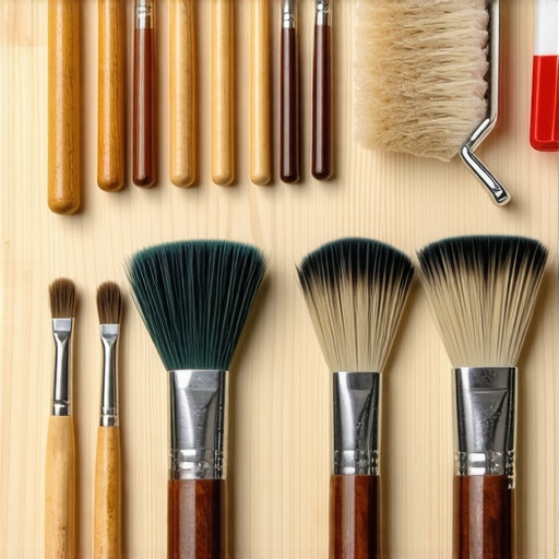 A set of professional-grade paintbrushes and rollers being cleaned after use.