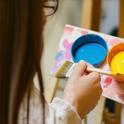 Close-up of a painter applying high-quality paint with a brush showing smooth strokes.