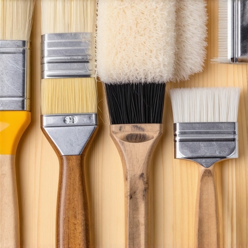 Set of clean, well-maintained brushes and spray equipment used by professional painters.