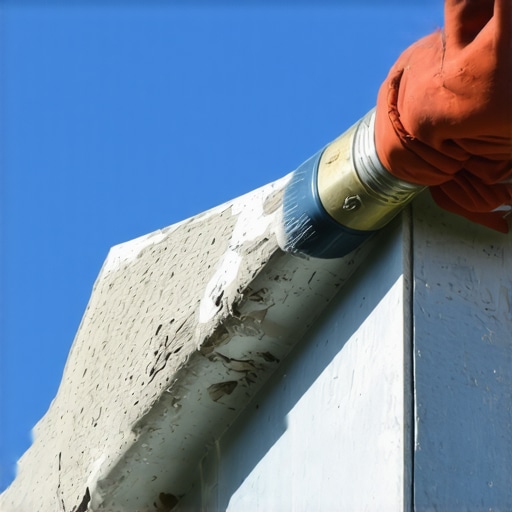 Person applying primer to galvanized metal gutters with a brush