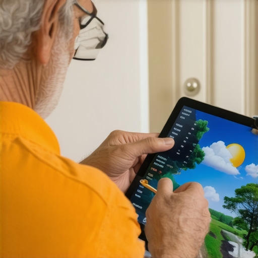 Person reviewing a weather forecast on a tablet for porch painting