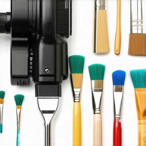Essential Painting Tools for Long-Term Results Various painting tools including a sprayer, brushes, and sanders arranged on a work table, demonstrating professional-quality equipment.