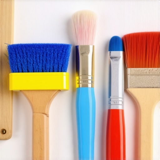 Optimal tool maintenance for house painting Paint brushes and rollers organized for long-term use