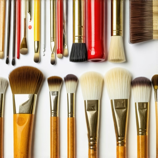 A well-organized workspace showcasing cleaning tools and brushes used by a professional painter.