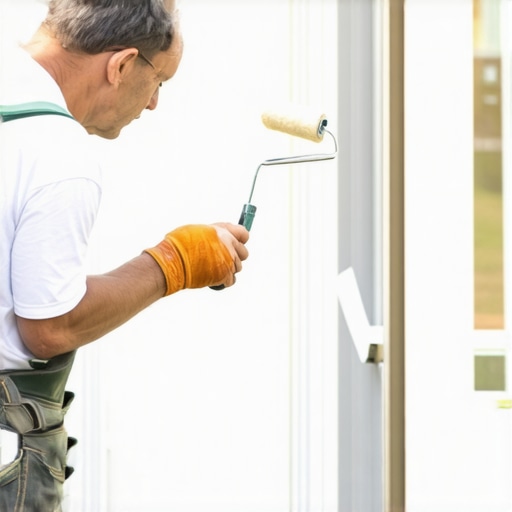 Painter applying primer on house exterior to prevent bubbling and peeling