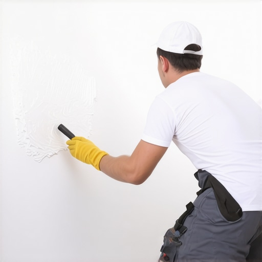 Painter applying primer carefully on a wall for a smooth finish