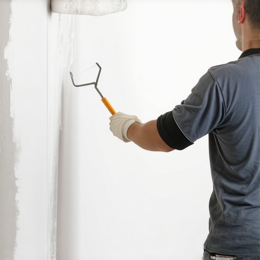 Applying Protective Coat for Longevity A painter using a roller to apply a protective sealant on a painted wall