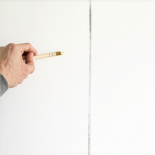 Person drawing a chalk line on a painted wall to check its dryness.