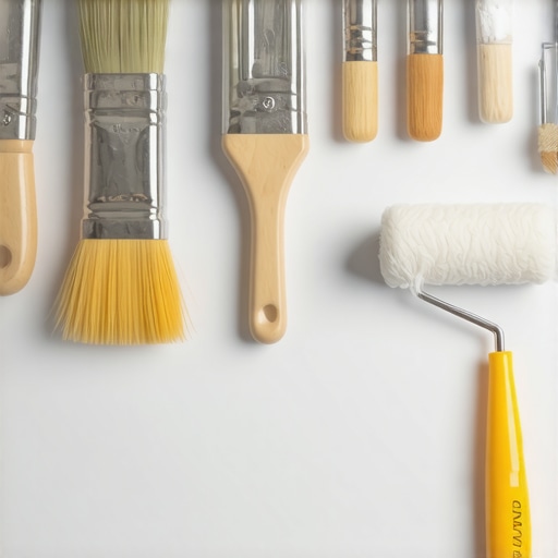 A set of high-quality painting tools laid out on a table, ready for use in house painting projects