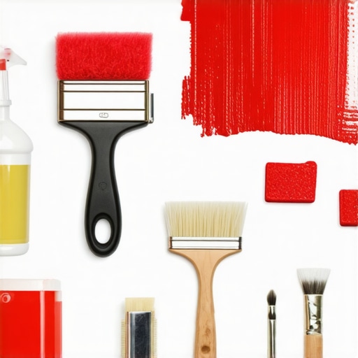 Painting tools and maintenance supplies neatly arranged alongside a well-preserved wall