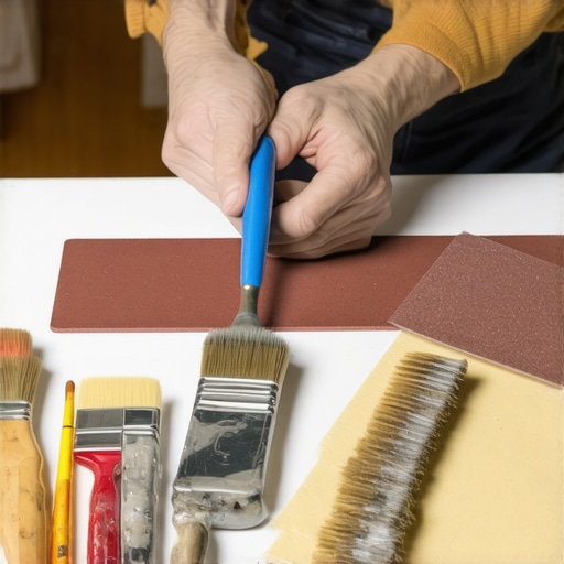 Professional painter's tools and materials ready for surface preparation.