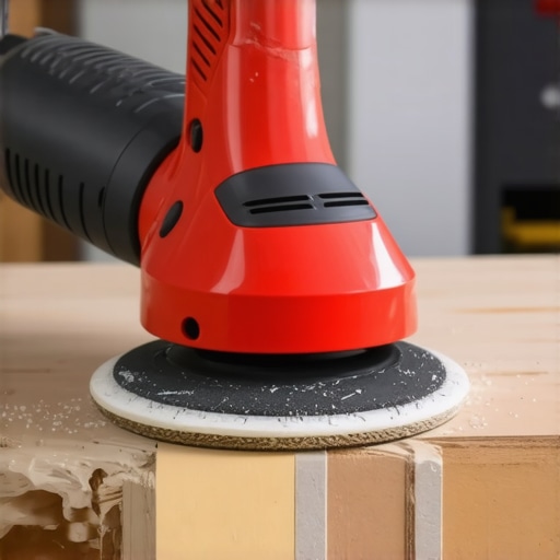 Professional Orbital Sander in Action Close-up of a high-quality orbital sander used for smooth wall sanding during painting projects.