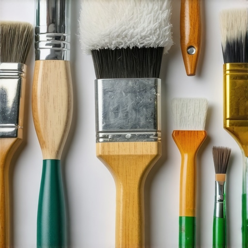 Professional painting tools for long-lasting results A collection of well-maintained brushes, rollers, and sprayers arranged on a table ready for use in house painting