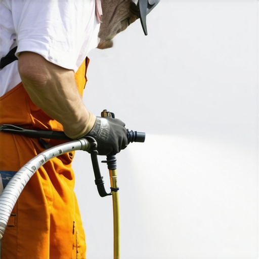 Professional painting with HVLP sprayer Painter demonstrating the use of a HVLP sprayer for smooth, durable paint application