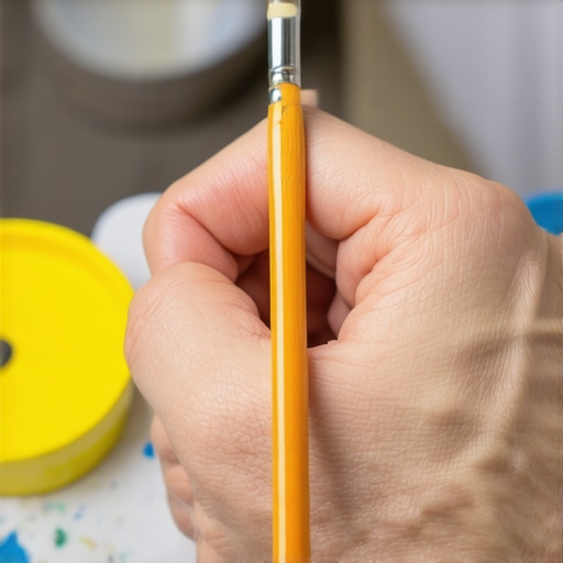 A painter demonstrating controlled brush technique with a clean handle for professional results.
