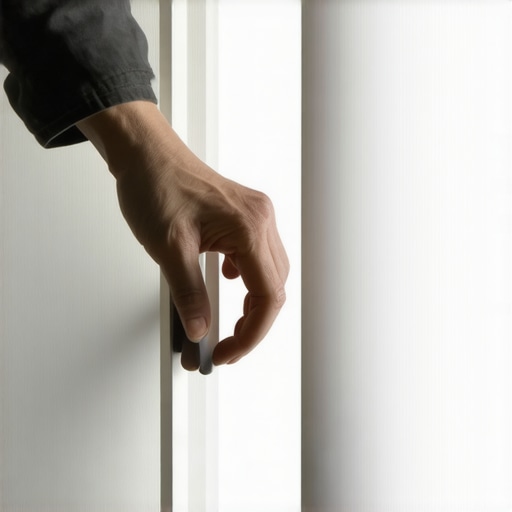 Close-up of a hand gently peeling painter's tape at a 45-degree angle to get a clean edge during painting.