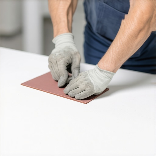 A professional painter carefully sanding and priming a wall to ensure optimal paint adhesion.