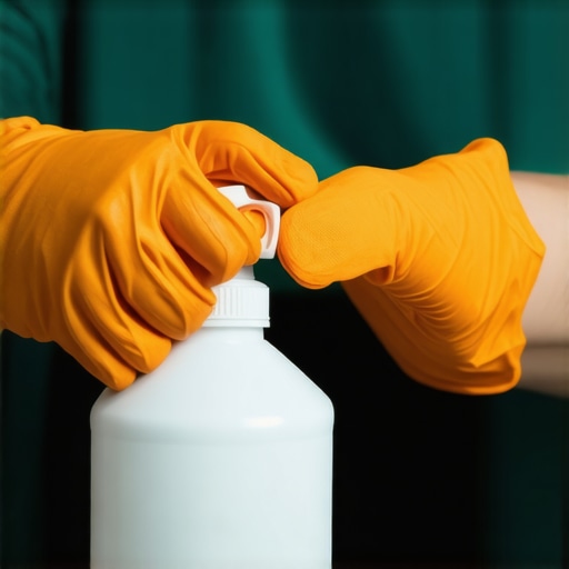 A painter cleaning a spray gun with mineral spirits to maintain tool performance
