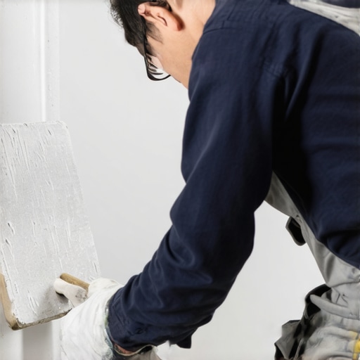 Painter applying primer on wall with detailed tools