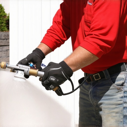 Using a Spray Gun for Efficient House Painting Professional painter using a spray gun to achieve smooth, even paint coverage on the exterior wall.