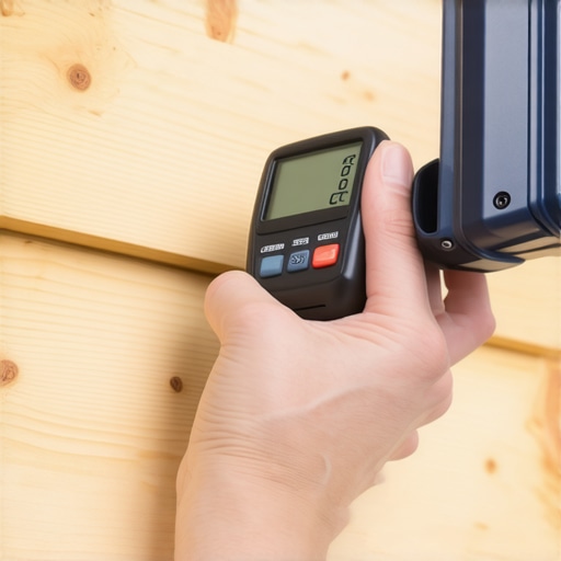 A professional moisture meter being used on exterior wood siding to check for hidden dampness.