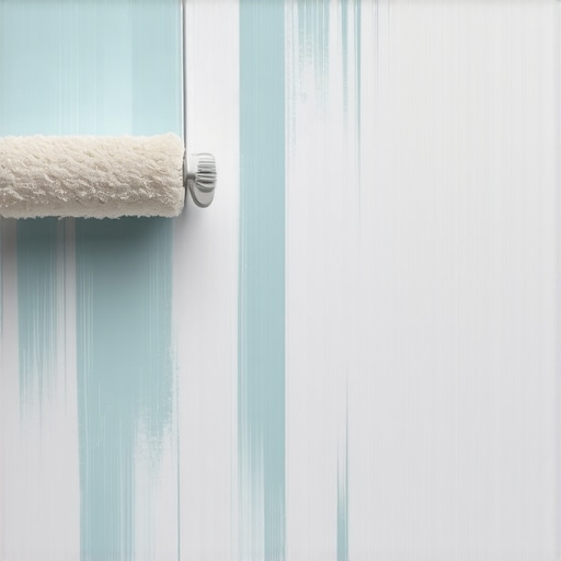 Maintaining a Wet Edge with a Paint Roller Close-up of a paint roller applying vertical strips of paint to maintain a wet edge and avoid lap marks.
