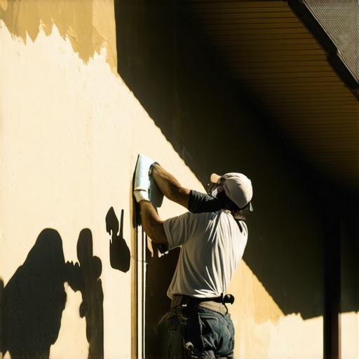 Professional painter applying exterior house paint on the shaded side of a building to prevent flash drying.