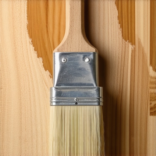 Professional Painting Tools for Sharp Lines Close up of a professional sash brush and paint pail used for house painting