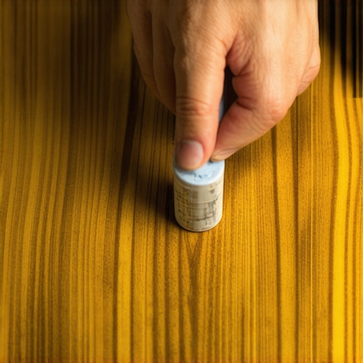 Close up of a worker creating a faux wood finish on a metal door using a graining tool.