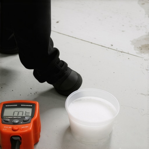 Testing Concrete Moisture Before Epoxy Application A professional moisture test being conducted on a concrete slab to prevent epoxy floor failure.